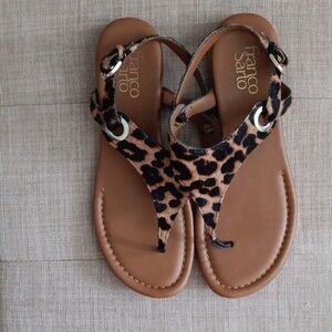 Franco Sarto Leopard Print Tan Strappy Sandals